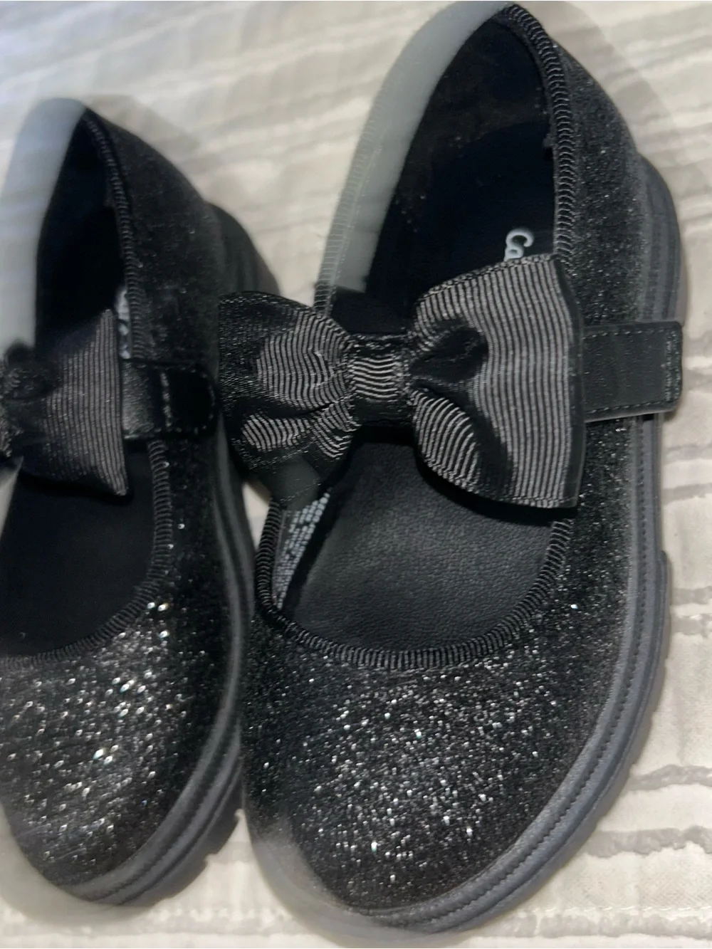 Cat & Jack Black Glitter Bow Mary Janes for Kids